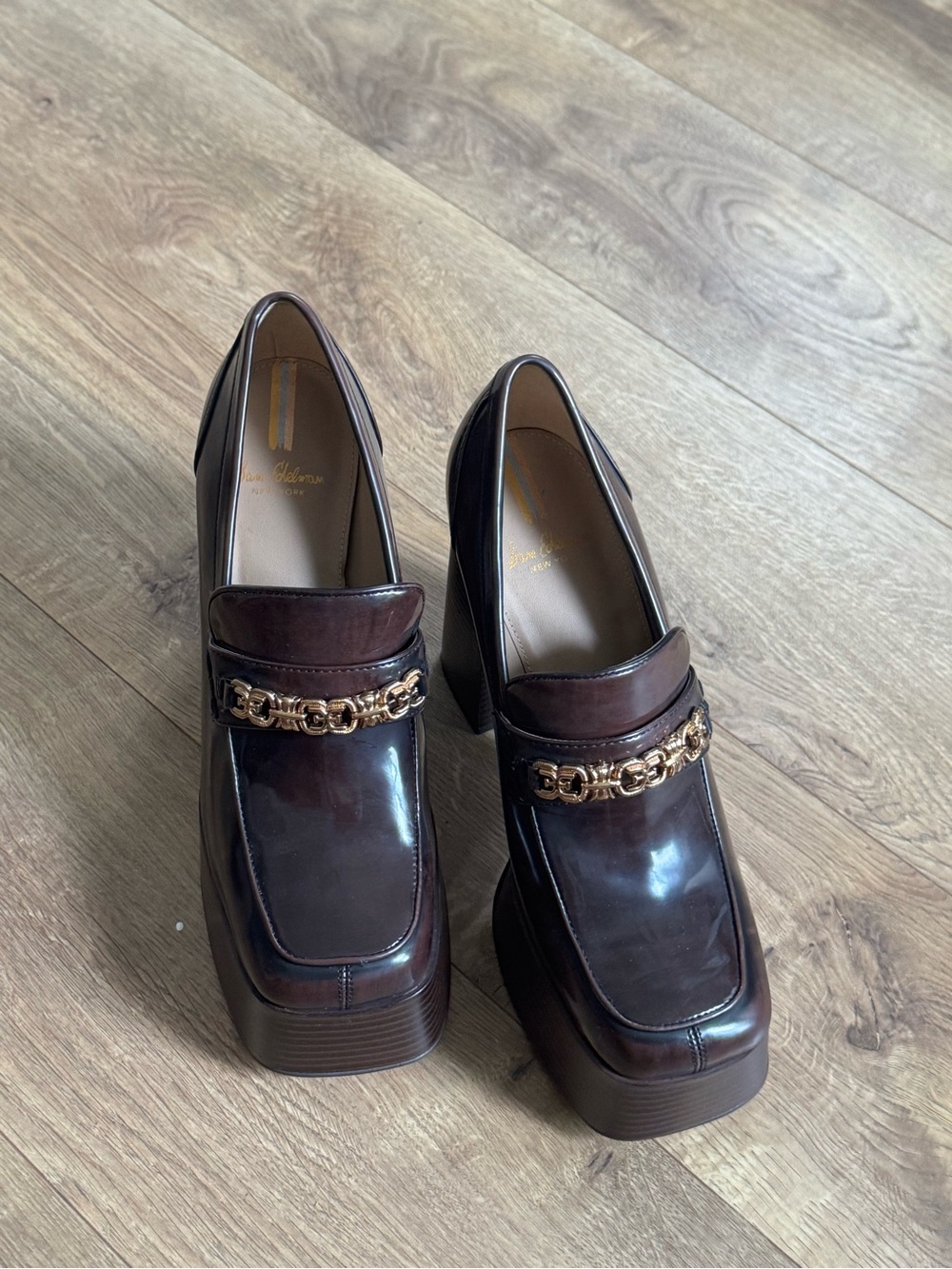 Brown Leather Platform Chain Loafers - Sam Edelman Women